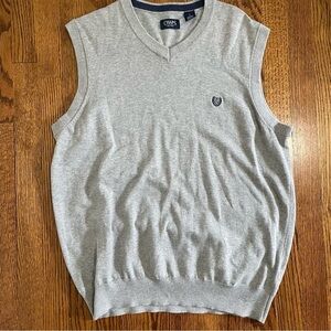 Chaps Light Gray Sweater Vest V Neck Size Large